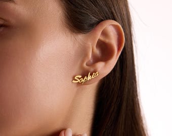 Custom Name Earrings: Sterling Silver, Gold Plated, Personalized Gift