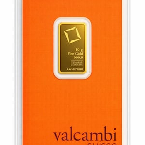 10g Valcambi Suisse Gold Bar 999.9 Fine | Sealed Assay Card | Investment Bullion