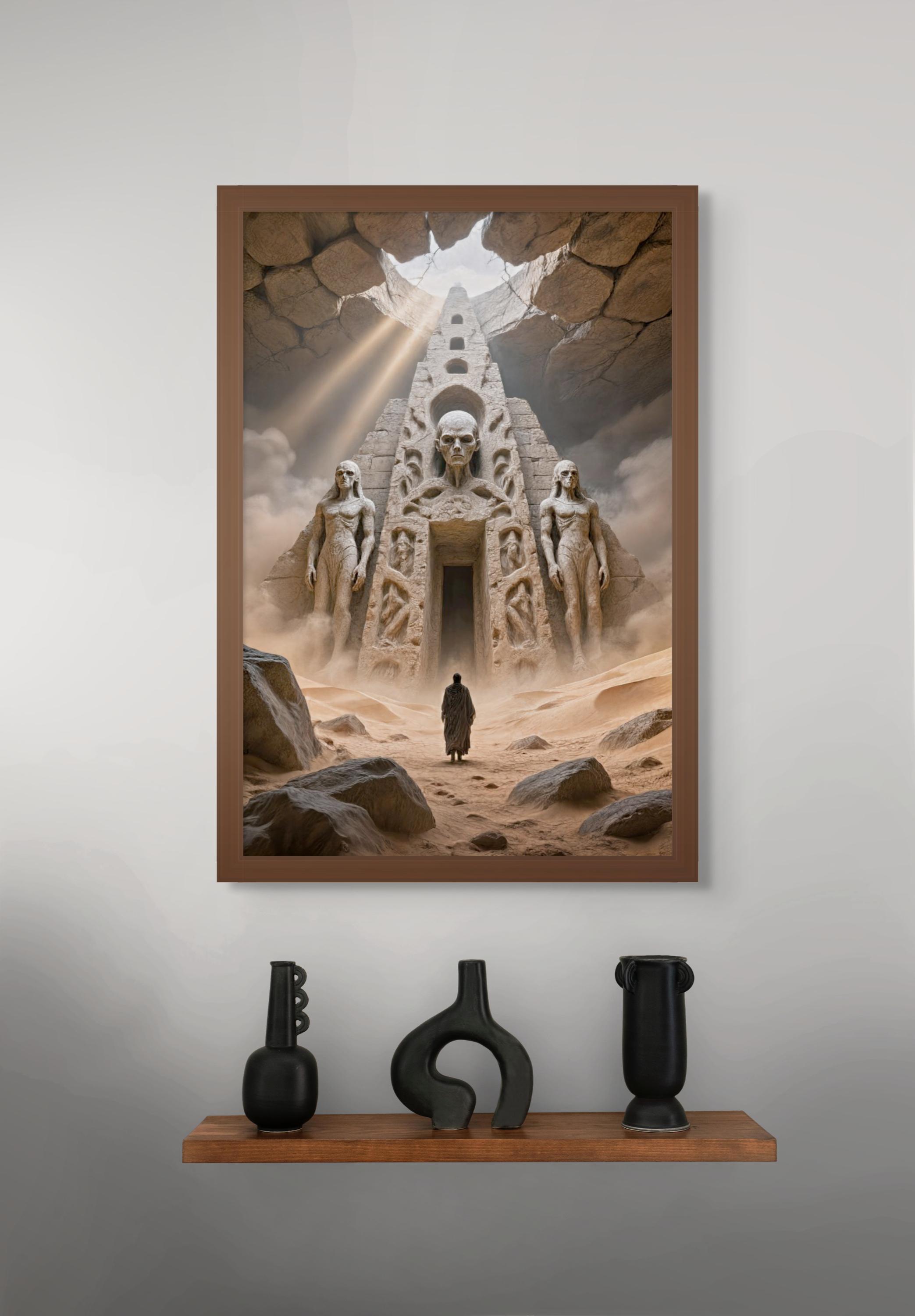 Sci-fi Shrine Print: Alien Idol Temple With Colossal Statues (digital ...