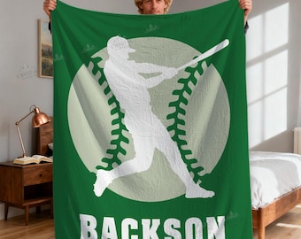 Personalized Baseball Blanket | Custom Name and Number, Minky Fleece