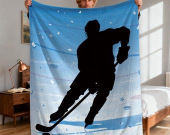 Hockey Blanket, Soft Minky Fleece Throw, Game Day Gift
