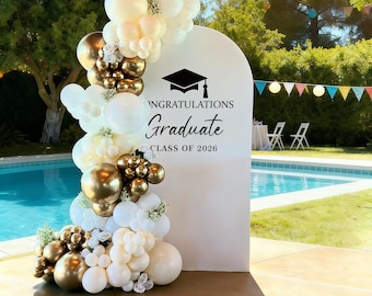 Fondo de Arch Cove para graduación de 2026: decoración para fotomatón con birrete de graduación para celebraciones al aire libre y en interiores.
