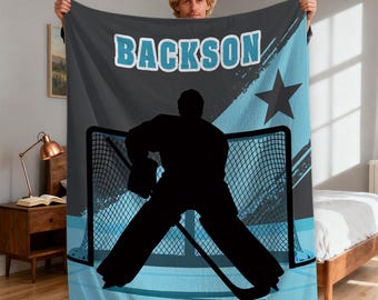 Hockey Blanket, Soft Minky Fleece Throw, Game Day Gift