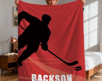 Hockey Blanket, Soft Minky Fleece Throw, Game Day Gift
