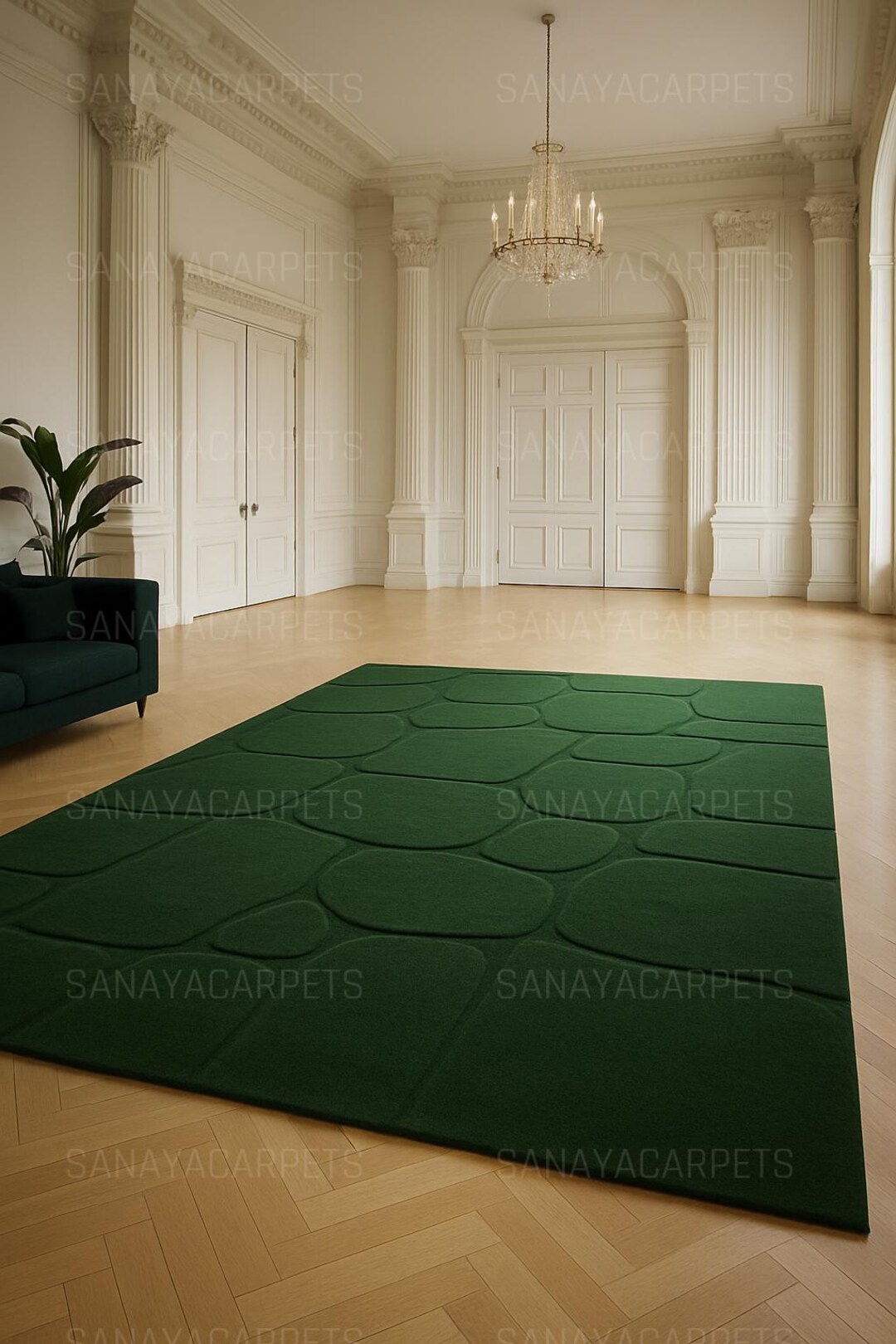 Deep Green Rug Pattern Modern Deep Green Area Rug – Pebble Texture, Luxury Carpet - Etsy