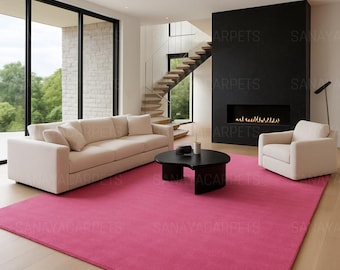 Luxury Plush Pink Area Rug – Modern Solid Color Carpet