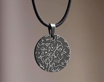 Personalized Star Map Necklace for Men - Custom Birthday Gift for Him - Boyfriend or Husband Anniversary Special Date Keepsake, S-015