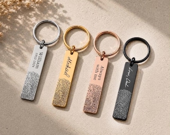 Memorial Fingerprint Keepsake Keychain - Handwriting from Your Photo on Stainless Steel Keyring, S-033