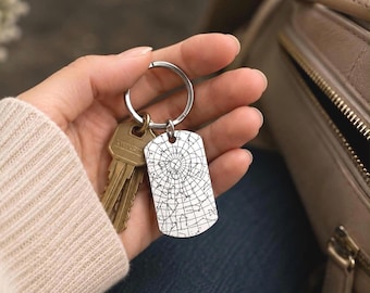 Star Map Keychain by Date and Place, Personalized Birthday Gift for Partner, S-051