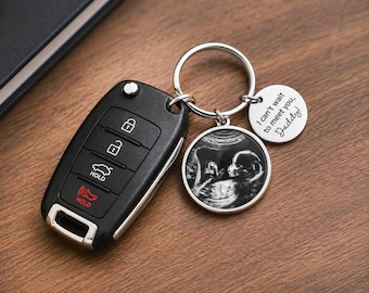 Personalized Ultrasound Baby Photo Keychain for New Daddy to Be, Custom Fathers Day Gift for Husband, S-009