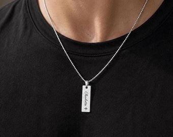 Loss of Child Keepsake Necklace for Men, Memorial Miscarriage Pendant, Custom Engraved Baby Name Sympathy Gift, S-068