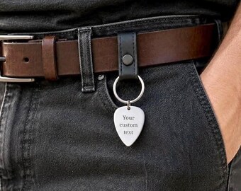 Custom Guitar Pick Keychain with Any Text Engraved: Names, Song Lyrics or Band Name - Personalized Girlfriend or Boyfriend Gift, S-017