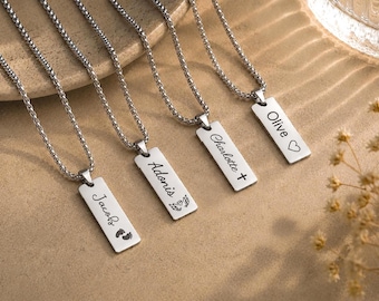 Loss of Baby Keepsake Necklace for Men, Memorial Miscarriage Pendant, Custom Engraved Child Name Sympathy Gift, S-068