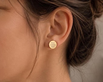 Your Custom Text Stud Earrings, Personalized Stainless Steel Antiallergenic Jewelry, S-082