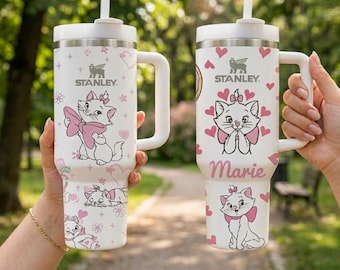 Custom Marie Princess Cat Tumbler 40oz, Personalized Made Cup
