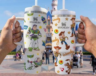 Toy Story Tumbler 40oz, Buzz Lightyear Woody Jessie Cup, Pixar Tumbler with Handle
