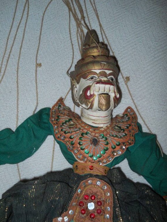 Antique Chinese Wood Handle With Strings Wood Etsy