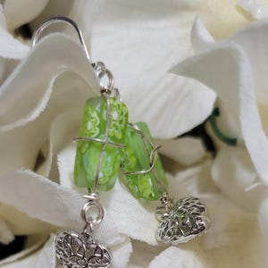 Dangle glass bead earrings in Sterling silver