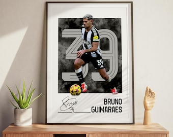 Bruno Guimaraes Poster: Newcastle Fan Gift, Soccer Wall Art