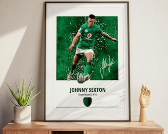Johnny Sexton Poster: Irish Rugby Wall Art, Rugby Gift for Fans