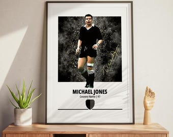 Michael Jones Rugby Poster – Kiwi Rugby Wall Art, Rugby Fan Gift