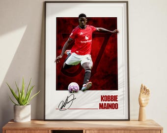 Kobbie Mainoo Football Poster: Manchester Red Vector Art Print