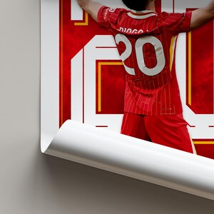 Pôster Jota: Presente de pôster de futebol, arte de parede do Liverpool Soccer imagem 3