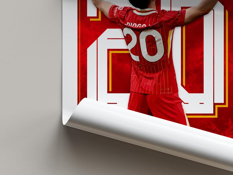 Pôster Jota: Presente de pôster de futebol, arte de parede do Liverpool Soccer imagem 3