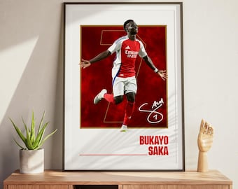 Póster de fútbol de Saka: Impresión del norte de Londres para aficionados al fútbol