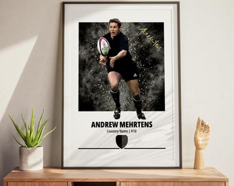 Andrew Mehrtens Rugby Poster – Kiwi Rugby Wall Art, Rugby Print for Fans