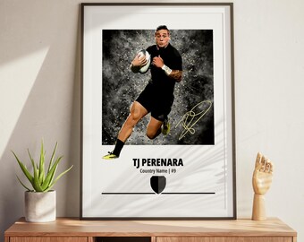 TJ Perenara Rugby Poster – Kiwi Rugby Wall Art, Rugby Fan Gift
