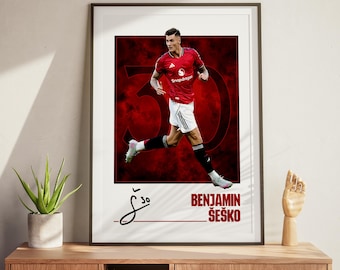 Benjamin Sesko Poster: Manchester Football Gift, Soccer Poster