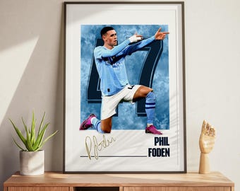 Phil Foden Football Poster: Manchester Blue, Modern Wall Art