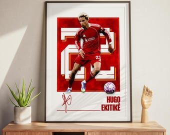 Pôster de futebol de Hugo Ekitike: pôster artístico moderno do Liverpool