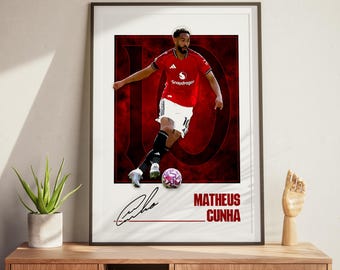 Matheus Cunha Poster: United Football Print, Football Fan Gift