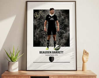 Beauden Barrett Rugby Poster – Kiwi Rugby Wall Art, Rugby Print for Fans