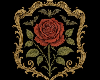 Clipart di erbario gotico • Pacchetto PNG di rose Dark Academia • Grafica di album di ritagli con cornici botaniche vintage