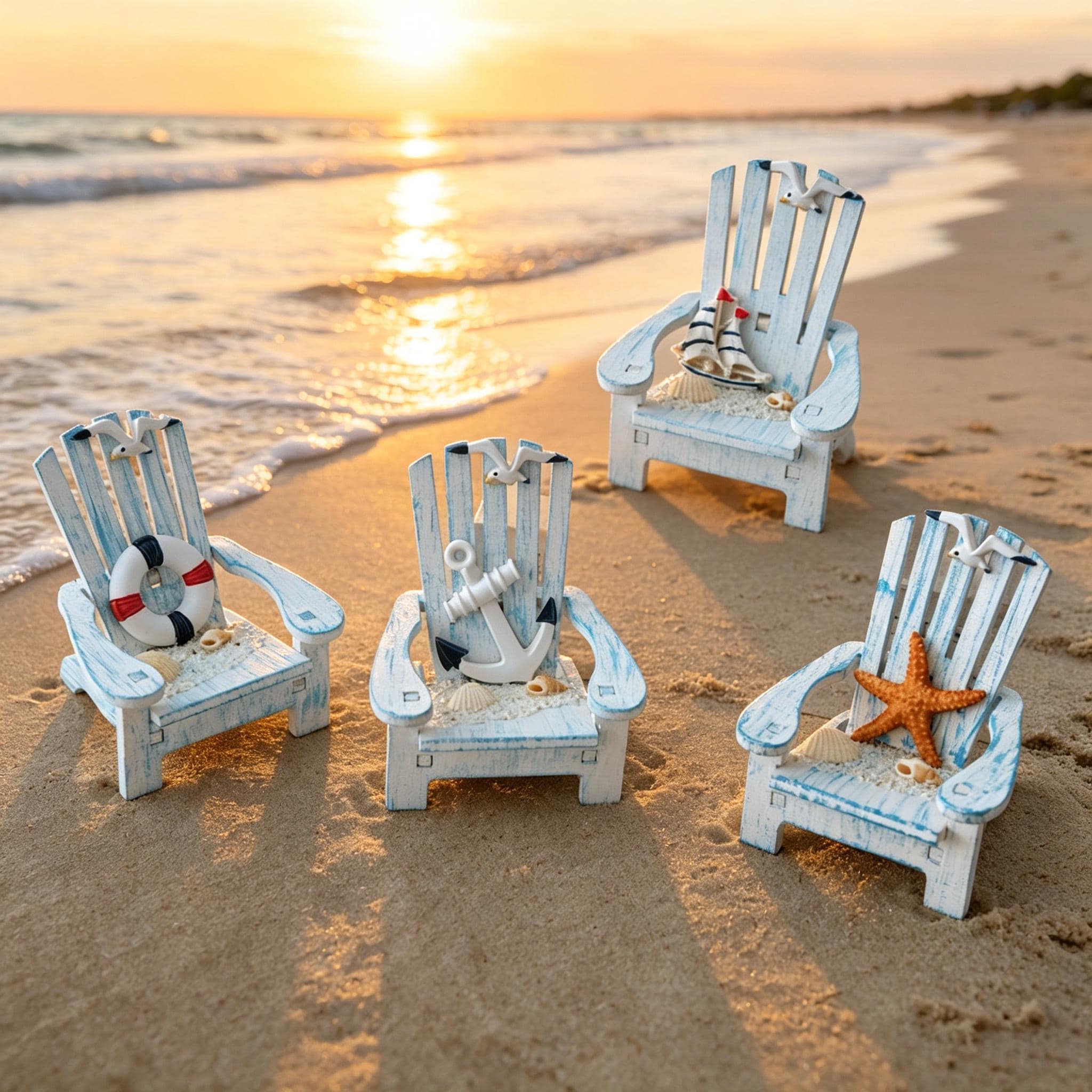 Lot De 32 Mini Accessoires De Plage – Chaises Longues, Parasols, Palmiers, Coquillages – Déco D’été Ou Diorama DIY