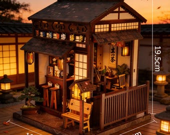 Japanese Izakaya Book Nook Kit | 3D Wooden Puzzle, Lighted