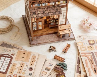 Japanese Izakaya Book Nook Kit | 3D Wooden Puzzle, Lighted