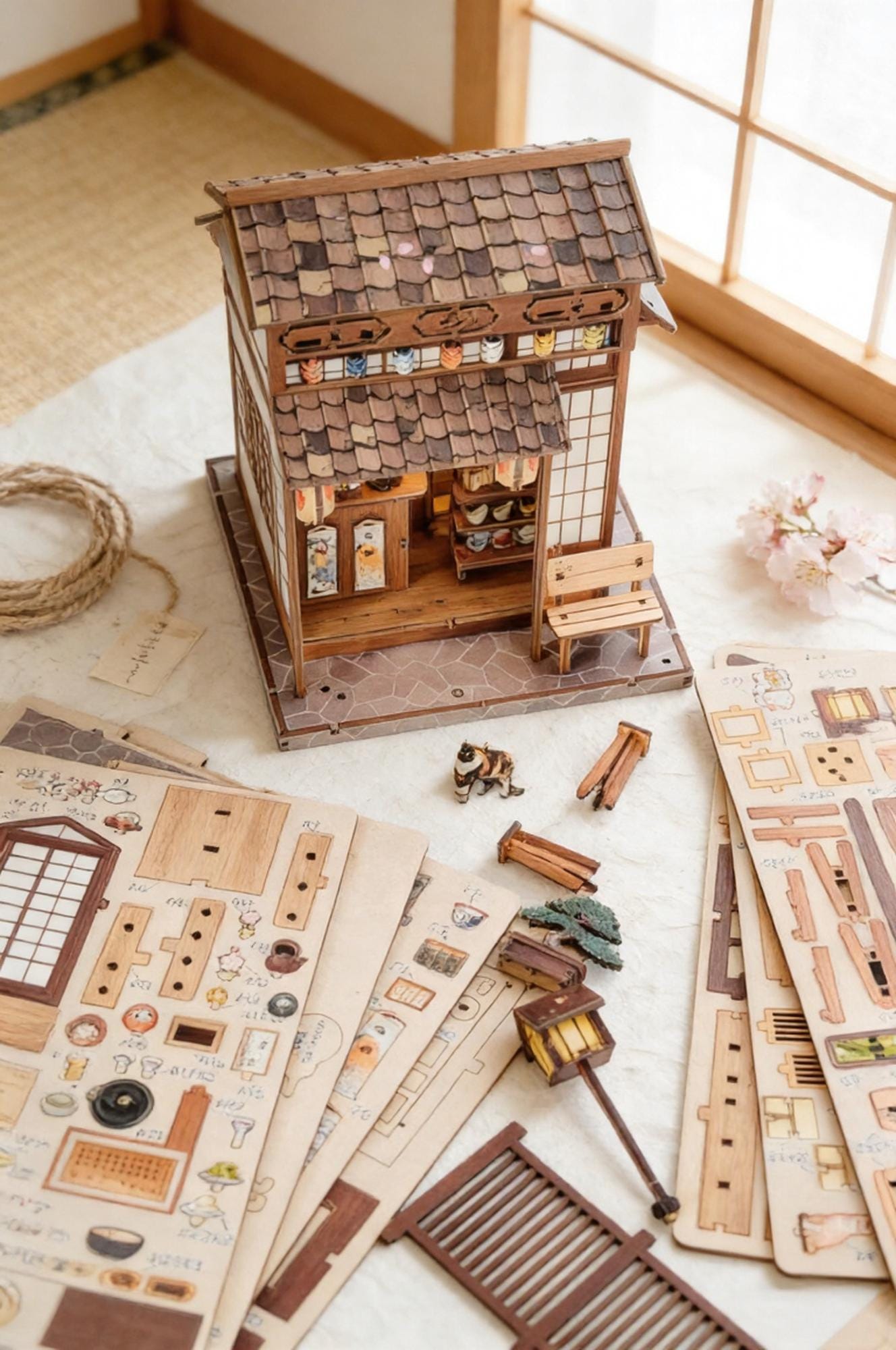 Japanese Izakaya Book Nook Kit | 3D Wooden Puzzle, Lighted