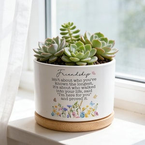 Freundschaft Sukkulenten Topf, Inspirational Plant Pot Geschenk für den besten Freund, Zitat Planter für Geburtstag oder Danke Geschenk, Blumendekor