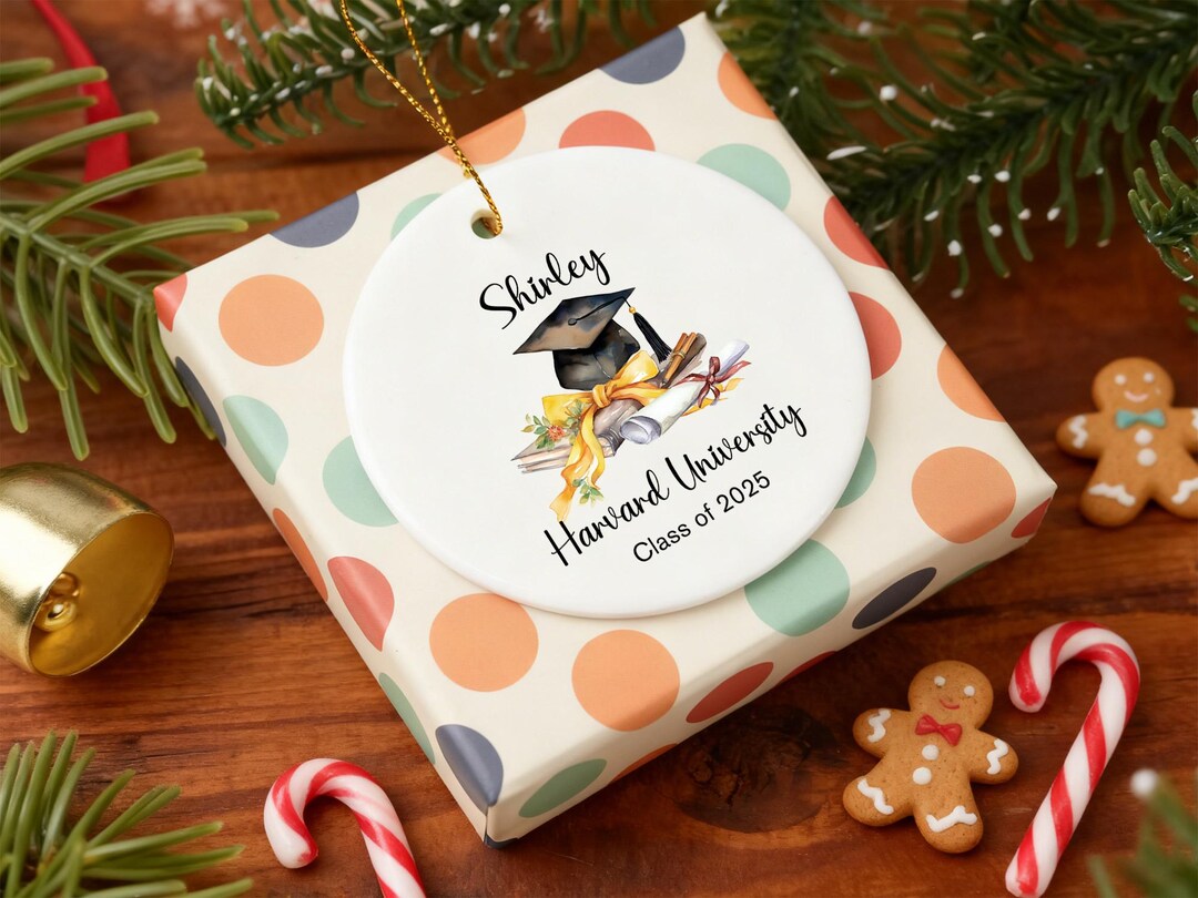 Personalized Graduation Ornament, Floral Grad Cap Ceramic Keepsake ...