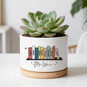 Leraar waardering succulente plantenbak, gepersonaliseerde leraar plantenbak, aangepaste naam leraar cadeau, eindejaarscadeau