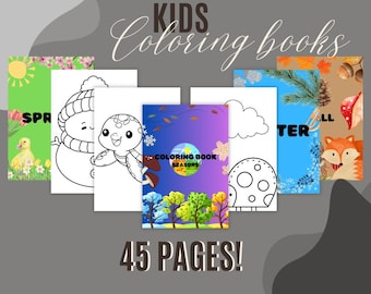 Páginas para colorear de temporada: 4 en 1 (PDF imprimible para niños)