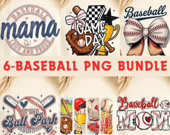 Baseball Mama PNG Bundle | Retro Game Day Sublimation Designs (Digital Download)
