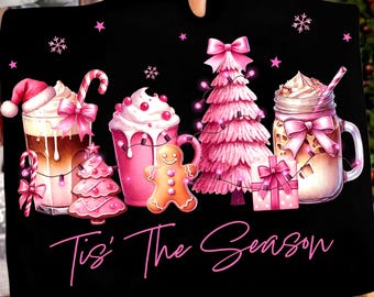 Pink Coquette Christmas PNG, 'Tis the Season (Digital Download)
