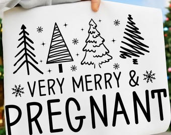 Pregnant Christmas Sweatshirt – Very Merry & Maternity Holiday Design – Tee Digital Download