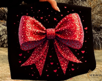 Rode pailletten valentijnsstrik png-sublimatieontwerp, girly coquette preppy liefdeskunst