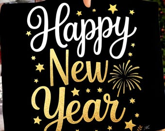 Gold Glitter Happy New Year PNG - 2026 Holiday (Digital Download)